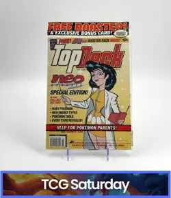 TOP DECK #15 NEO GENESIS POKEMON MAGAZINE WITH TEAM ROCKET BOOSTER PACK - Image 1