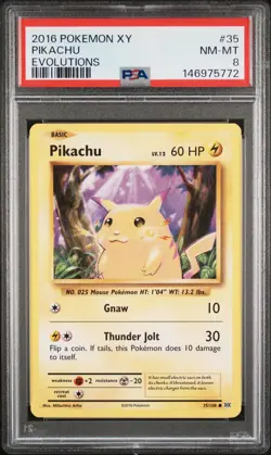 2016 POKEMON XY EVOLUTIONS #35 PIKACHU PSA 8 - Image 1