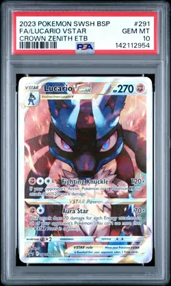 2023 POKEMON SWSH BLACK STAR PROMO #291 FULL ART/LUCARIO VSTAR PSA 10 - Image 1