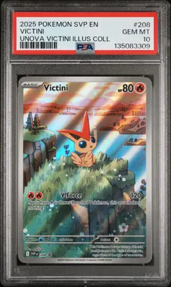 2025 POKEMON SVP UNOVA VICTINI ILLUSTRATION COLLECTION #208 VICTINI PSA 10 - Image 1