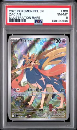 2025 POKEMON PFL EN-PHANTASMAL FLAMES ILLUSTRATION RARE #100 ZACIAN PSA 8 - Image 1