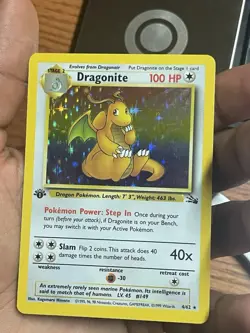 Pokemon Dragonite Holo 4/62 Fossil 1st Edition 100 HP Stage 2 Holo Rare - Image 1