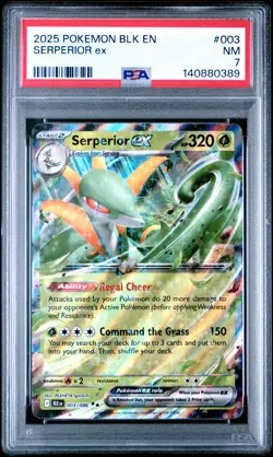 2025 POKEMON BLK EN-BLACK BOLT #003 SERPERIOR EX PSA 7 - Image 1