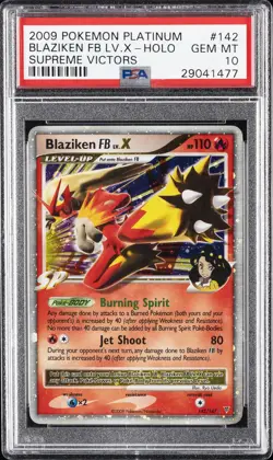 2009 POKEMON PLATINUM SUPREME VICTORS #142 BLAZIKEN FB LV.X-HOLO PSA 10 - Image 1