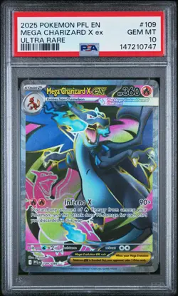 2025 POKEMON PFL EN-PHANTASMAL FLAMES ULTRA RARE #109 MEGA CHARIZARD X EX PSA 10 - Image 1