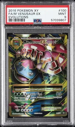 2016 POKEMON XY EVOLUTIONS #100 FULL ART/M VENUSAUR EX PSA 9 - Image 1