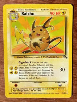 Raichu 29/62 Fossil Regular Rare Non-holo Pokemon TCG Wizard 1999 vintage - Image 1