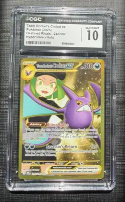 Pokemon TCG Team Rockets Crobat EX Destined Rivals 242/182 CGC 10 - Image 1