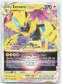 Zeraora VSTAR 055/159 Holo VSTAR Rare Crown Zenith Pokemon Near Mint - Image 1