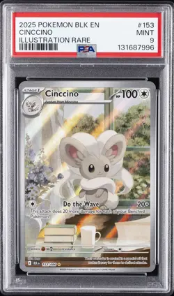 2025 POKEMON BLK EN-BLACK BOLT ILLUSTRATION RARE #153 CINCCINO PSA 9 - Image 1