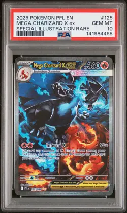 2025 POKEMON PFL SPECIAL ILLUSTRATION RARE #125 MEGA CHARIZARD X EX PSA 10 - Image 1