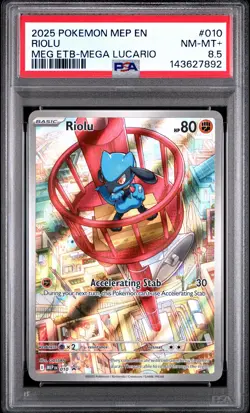 2025 POKEMON MEP EN-ME BLACK STAR PROMO #010 RIOLU PSA 8.5 - Image 1