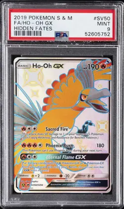 2019 POKEMON SUN & MOON HIDDEN FATES #SV50 FULL ART/HO-OH GX PSA 9 - Image 1