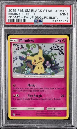 2019 POKEMON SM BLACK STAR PROMO TEAM UP SINGLE PACK BLISTERS MIMIKYU-HOLO PSA 9 - Image 1