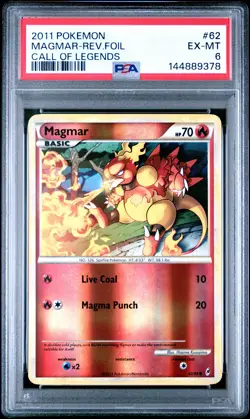 2011 POKEMON CALL OF LEGENDS #62 MAGMAR-REVERSE FOIL PSA 6 - Image 1