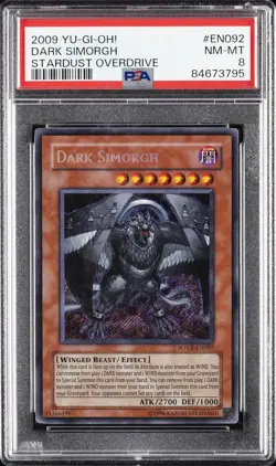 2009 YU-GI-OH! SOVR-STARDUST OVERDRIVE #EN092 DARK SIMORGH PSA 8 - Image 1