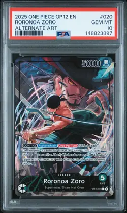 2025 ONE PIECE OP12-LEGACY OF THE MASTER ALTERNATE ART #020 RORONOA ZORO PSA 10 - Image 1