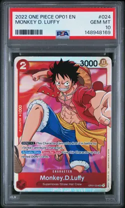 2022 ONE PIECE OP01-ROMANCE DAWN #024 MONKEY D. LUFFY PSA 10 - Image 1