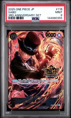 2025 ONE PIECE JAPANESE 3RD ANNIVERSARY SET #118 SABO PSA 9 - Image 1