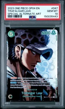 2023 ONE PIECE KINGDOMS OF INTRIGUE SPECIAL ALT ART #047 TRAFALGAR LAW PSA 10 - Image 1