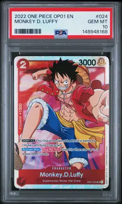 2022 ONE PIECE OP01-ROMANCE DAWN #024 MONKEY D. LUFFY PSA 10 - Image 1