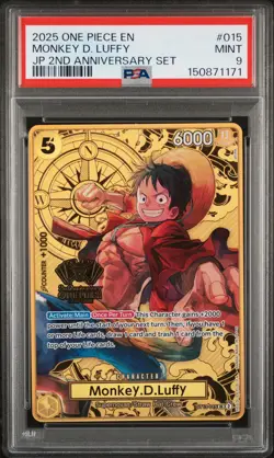 2025 ONE PIECE JAPANESE 2ND ANNIVERSARY SET #015 MONKEY D. LUFFY PSA 9 - Image 1