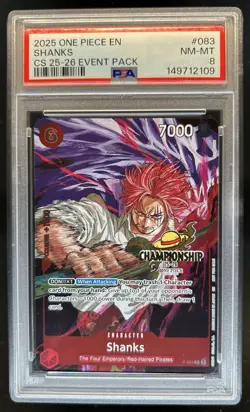 2025 One Piece Championship Event Pack Shanks #P-083 PSA 8 - Image 1
