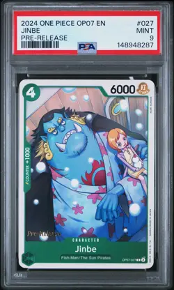 2024 ONE PIECE OP07-500 YEARS IN THE FUTURE PRE-RELEASE #027 JINBE PSA 9 - Image 1