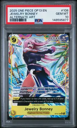 2025 ONE PIECE OP13-CARRYING ON HIS WILL ALTERNATE ART JEWELRY BONNEY PSA 10 - Image 1