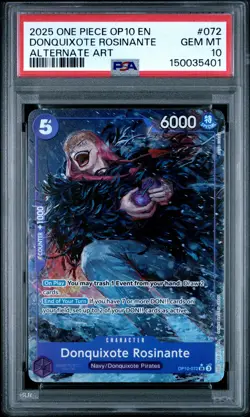 2025 ONE PIECE OP10-ROYAL BLOOD ALTERNATE ART #072 DONQUIXOTE ROSINANTE PSA 10 - Image 1