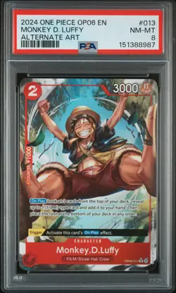 2024 ONE PIECE OP06-WINGS OF THE CAPTAIN ALTERNATE ART MONKEY D. LUFFY PSA 8 - Image 1