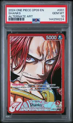 2024 ONE PIECE OP09-EMPERORS IN THE NEW WORLD ALTERNATE ART #001 SHANKS PSA 10 - Image 1