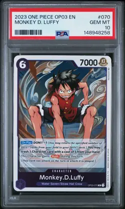 2023 ONE PIECE OP03-PILLARS OF STRENGTH #070 MONKEY D. LUFFY PSA 10 - Image 1