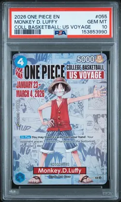 2026 ONE PIECE PROMOS COLLEGE BASKETBALL: US VOYAGE MONKEY D. LUFFY PSA 10 - Image 1