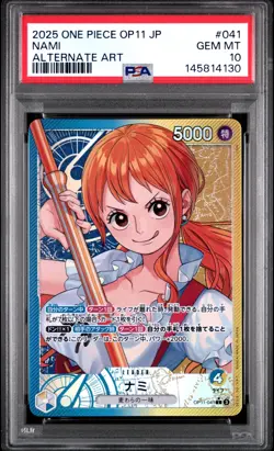 2025 ONE PIECE JAPANESE OP11-A FIST OF DIVINE SPEED ALTERNATE ART NAMI PSA 10 - Image 1