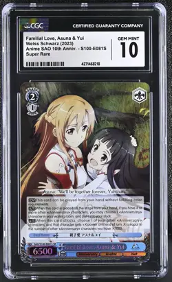 Weiss Schwarz GRADED Familial Love Asuna & Yui SAO SR 10 CGC ENGLISH - Image 1
