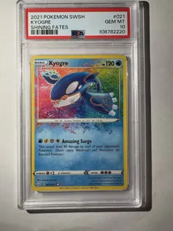 Pokemon TCG 2021 Kyogre Holo Card 21/72 Shining Fates PSA 10 Amazing Rare - Image 1