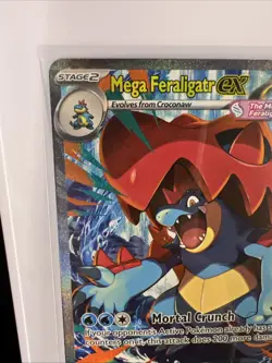 English ASC Mega Feraligatr EX 274/217 Full Art Secret Rare Holo 370HP Card - Image 2