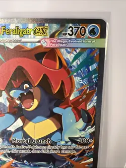 English ASC Mega Feraligatr EX 274/217 Full Art Secret Rare Holo 370HP Card - Image 3