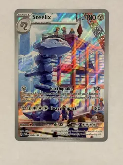 Steelix Illustration Rare Full Art Holo 208/182 SV04 Paradox Rift Pokemon Card - Image 3