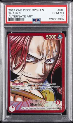 2024 ONE PIECE OP09-EMPERORS IN THE NEW WORLD ALTERNATE ART #001 SHANKS PSA 10 - Image 1