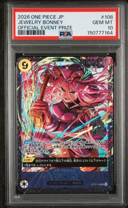 2026 ONE PIECE JAPANESE PROMOS OFFICIAL EVENT PRIZE #108 JEWELRY BONNEY PSA 10 - Image 1