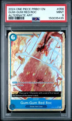 ONE PIECE PRB01-PREMIUM BOOSTER-THE BEST- ALTERNATE ART GUM-GUM RED ROC PSA 9 - Image 1