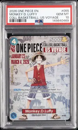 2026 ONE PIECE PROMOS COLLEGE BASKETBALL: US VOYAGE MONKEY D. LUFFY PSA 10 - Image 1