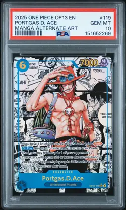 2025 ONE PIECE CARRYING ON HIS WILL MANGA ALT ART #119 PORTGAS D. ACE PSA 10 - Image 1