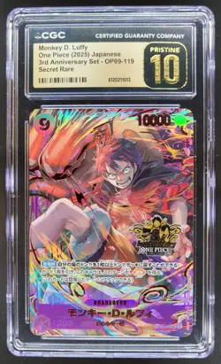 2025 ONE PIECE JP MONKEY D. LUFFY SECRET RARE OP09-119 CGC 10 PRISTINE A PT - Image 1