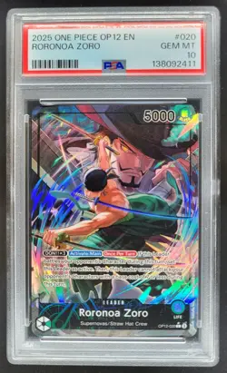 2025 One Piece Legacy of the Master Roronoa Zoro #OP12-020 Leader PSA 10 AL2 - Image 1