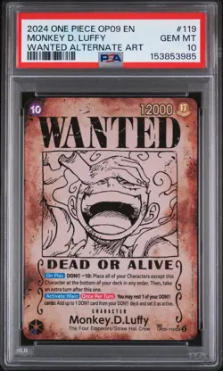2024 ONE PIECE EMPERORS IN THE NEW WORLD WANTED ALT ART MONKEY D. LUFFY PSA 10 - Image 1