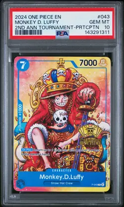 2024 ONE PIECE PROMO ANNIVERSARY TOURNAMENT-PARTICIPATION MONKEY D. LUFFY PSA 10 - Image 1
