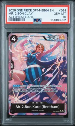 2026 ONE PIECE OP14-EB04-THE AZURE SEA'S SEVEN ALT ART MR. 2 BON CLAY PSA 10 - Image 1